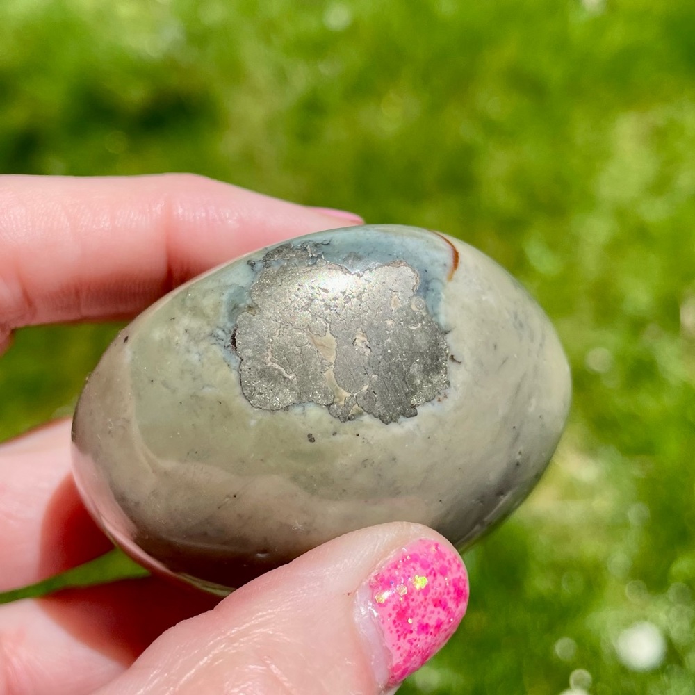 🎨Polychrome Jasper Palm Stone🎨 with Pyrite!
